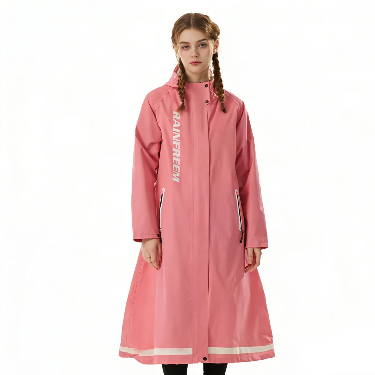 Long Waterproof Oxford Cloth Rain Poncho with Hood for Adults