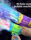 40 hole handheld fully automatic space light bubble machine, electric children's toy without battery and bubble water