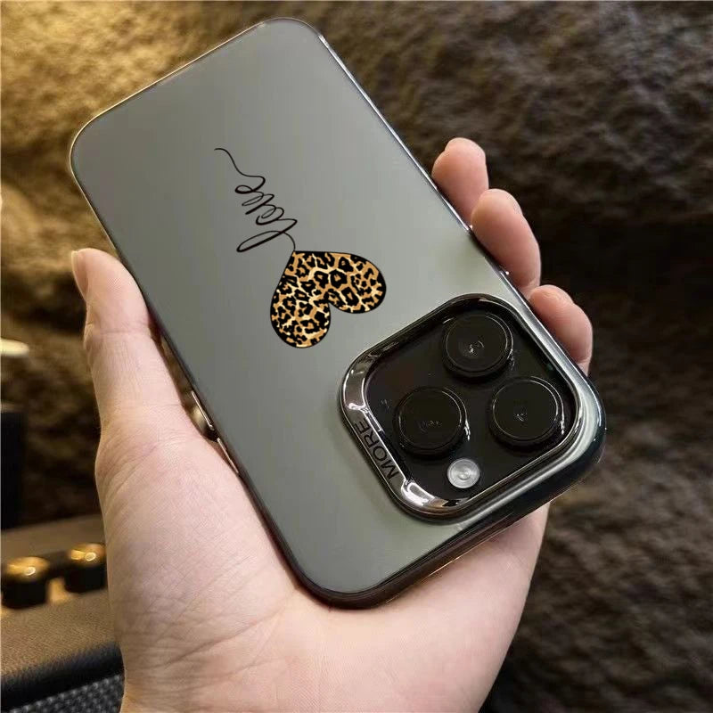 Leopard Love Balloon Pattern Silver Phone Case for iPhone 17 16 Case iPhone 14 15 Pro Max 16E Air Cover