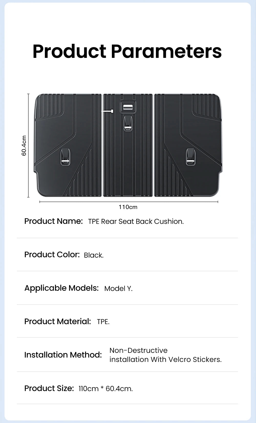 Rear Seat Backrest Protection Mat for Tesla Model Y Juniper 2021 2025 TPE Cargo Seat Cover