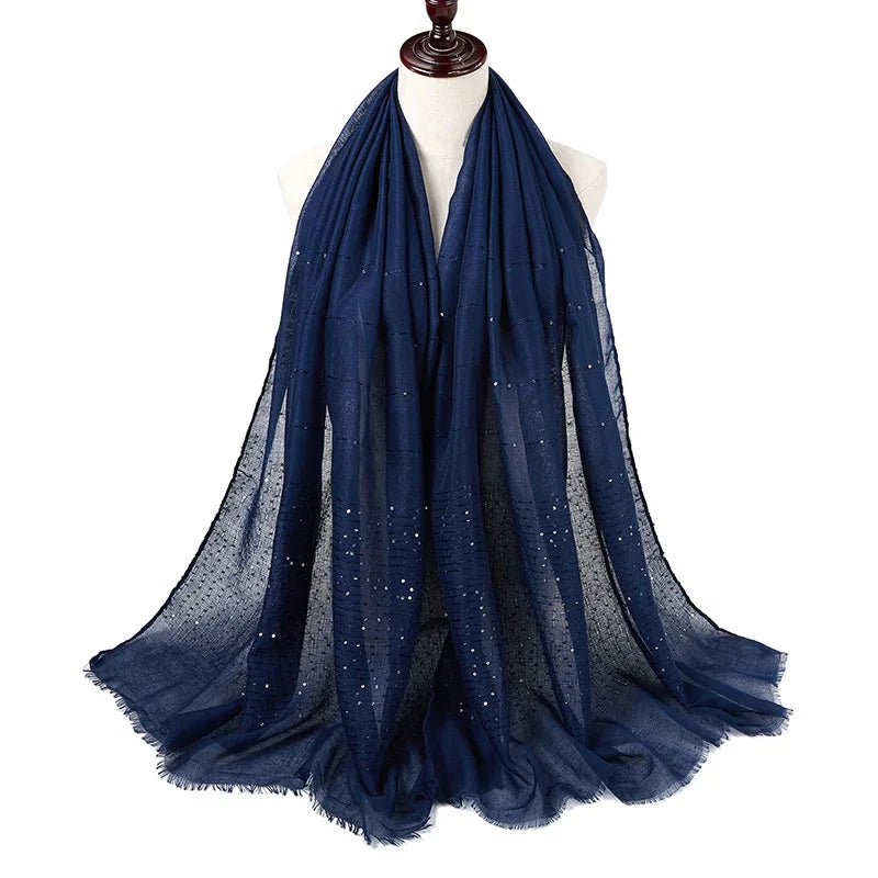 Cotton Hijabs Scarf Muslim Islamic Headscarf For Women Lady Soft Cotton Linen Tassel Sequins Islamic Hijab Shawl Wraps