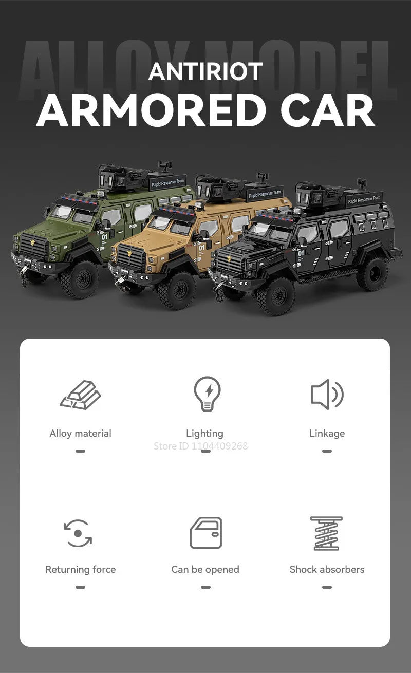 Scale 1:24 Sabertooth Car Model Toy Doors Opened Pull Back Metal Diecast Shock Absorption Armored Vehicles Desktop Ornaments
