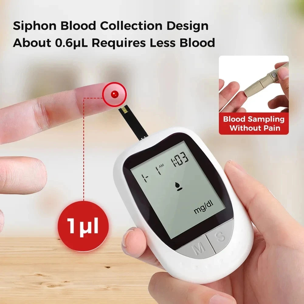 Medical 50 Glucometer Blood Glucose Meter Mmol/L Mg/Dl Glucometro Glycosimeter for Diabetes Sugar Test Strips Lancets