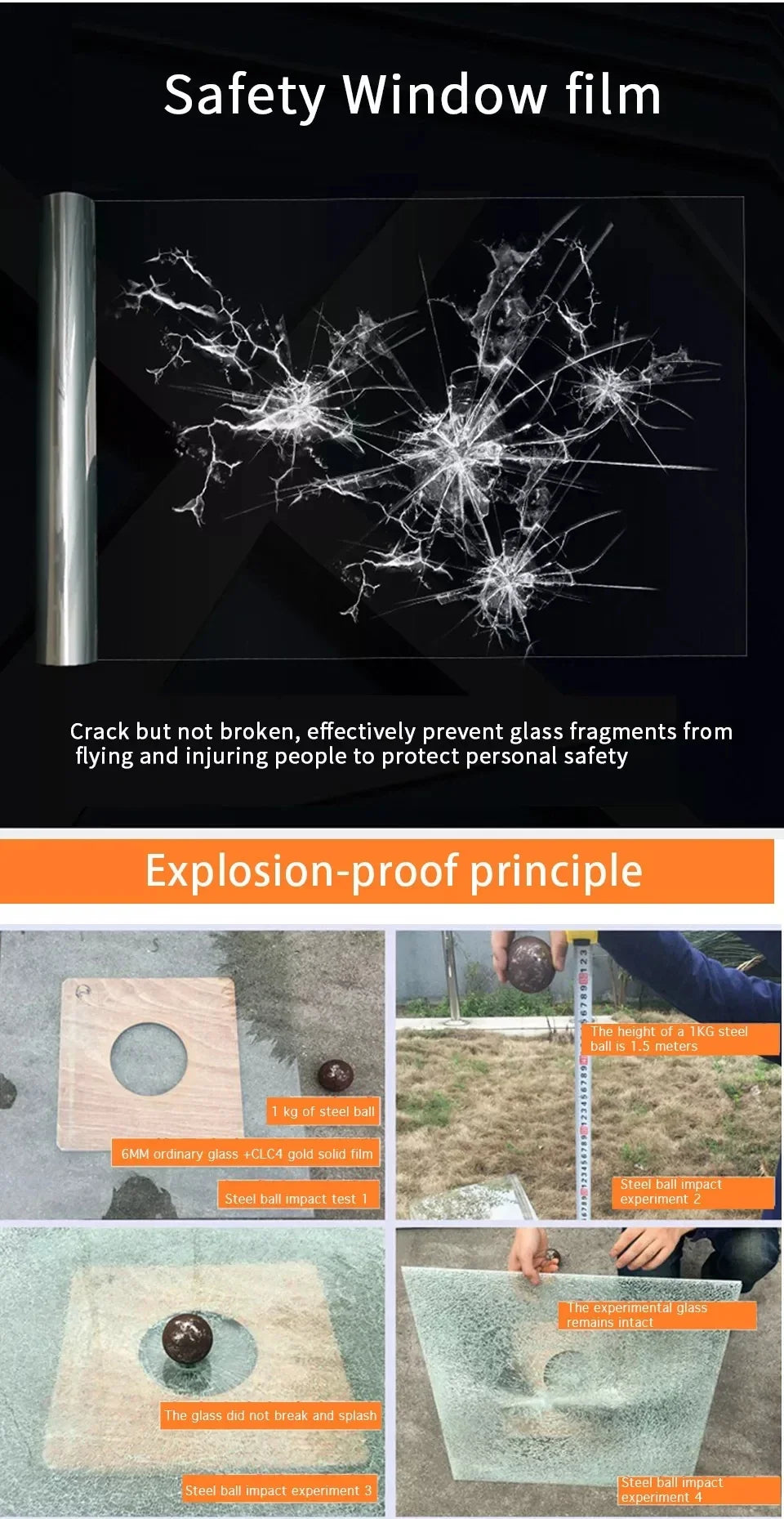 High Clear UV blocking 4 Mil Safety Window Film for Car & Building Glass Protection Security PET Window Tint Self Adhesive Film