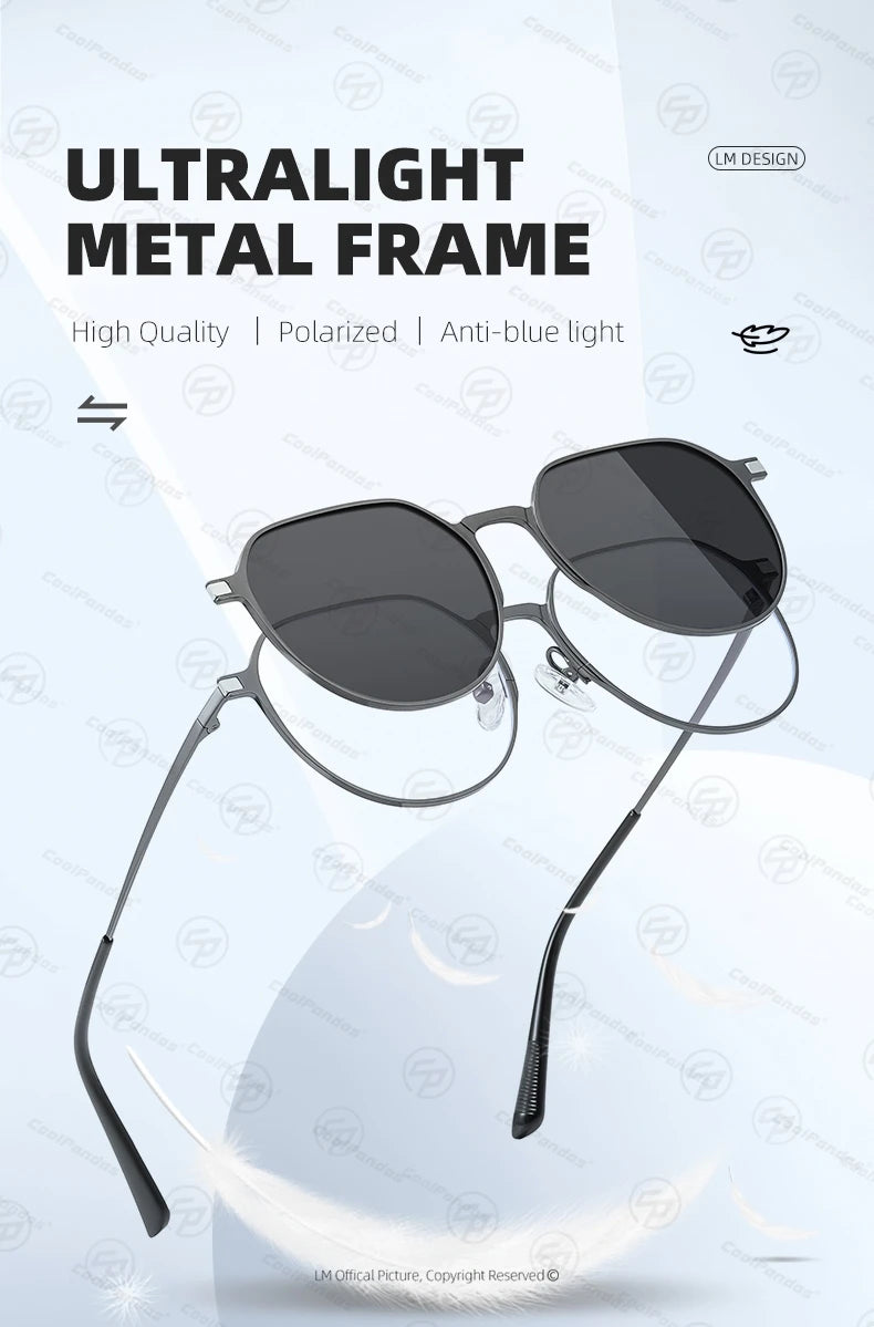 3 In 1 Magnetic Clip On Polarized Sunglasses UV400 Anti Blue Light Night Vision Glasses for Men Women