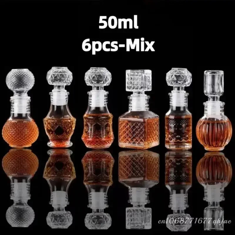50ml 100ml 6pcs 12pcs Whisky Glass Liquor Bottle French Carved For Alcohol Wedding Gifts Wine Mini Container Storage Favour Set