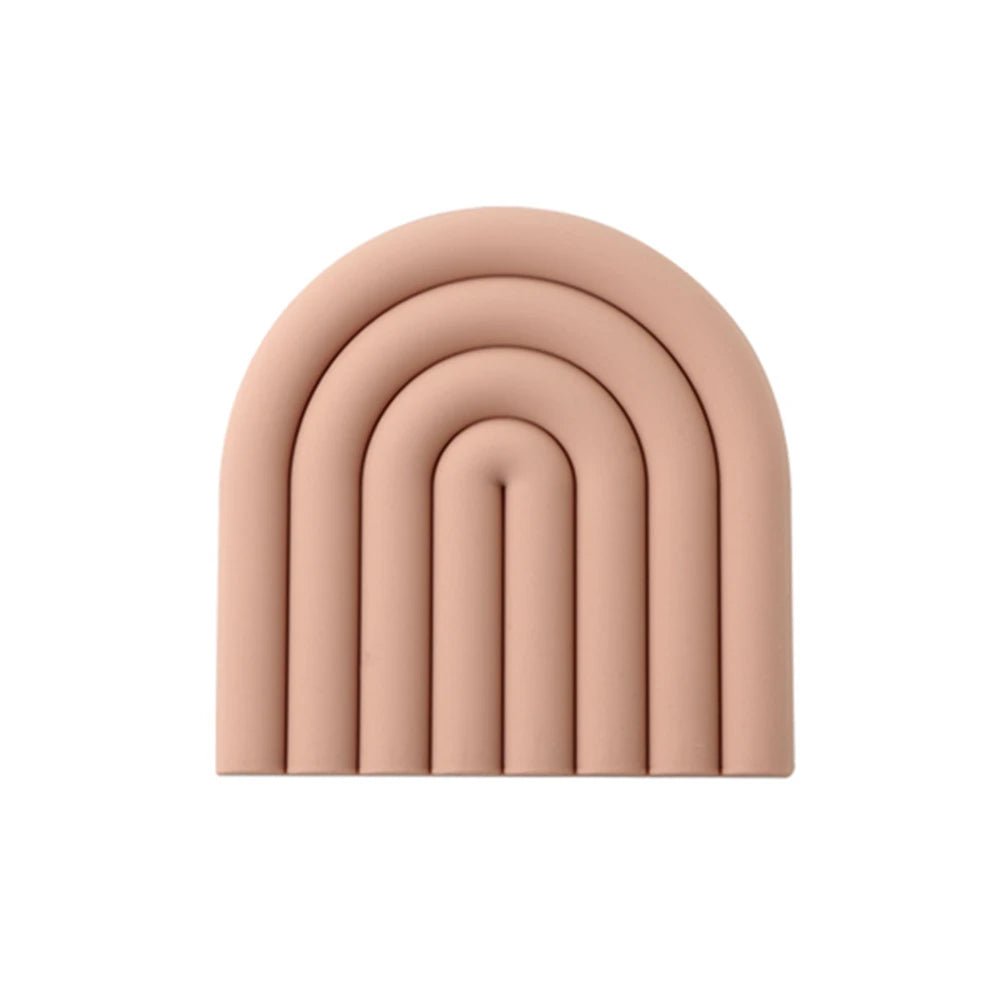 Non-Slip Rainbow Shape Tableware Insulation Mat Silicone Heat insulation Pad Tableware Placement Stackable Coffee Cup Coasters