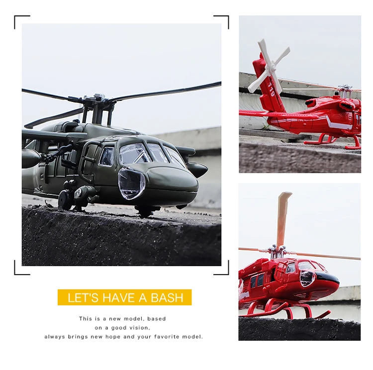 UH60 Hawk Utility Helicopter Metal Model Aircraft Sound and Light Display Toy
