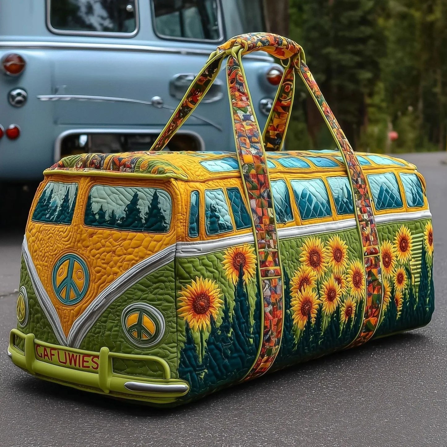 3D Bus Print Travel Duffle Bag Yoga Handbag