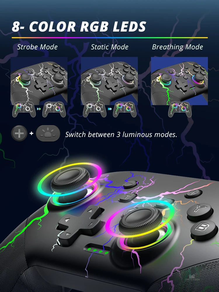 Wireless Pro Controller for Nintendo Switch / Switch Lite / OLED – 1000mAh Battery with Programmable Turbo Function
