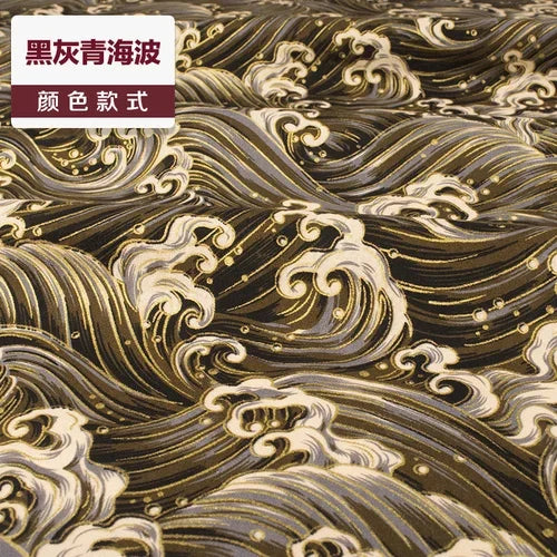 1/2/3M 23Colors Japanese Style Bronzing Cotton Fabric Kimono Clouds Cat Dog Cherry Blossoms Printed Sewing Fabric by the Meter