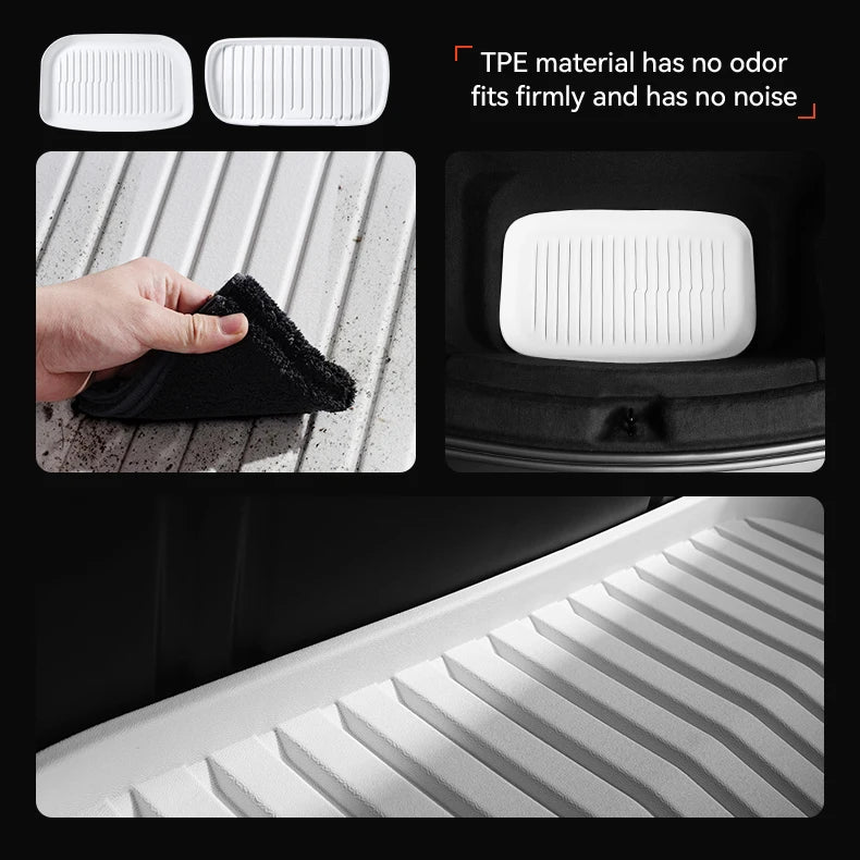 TPE Floor Mats Set with Metal Pedals for Tesla Model Y Juniper Integrated Trunk Liner All Weather Protection