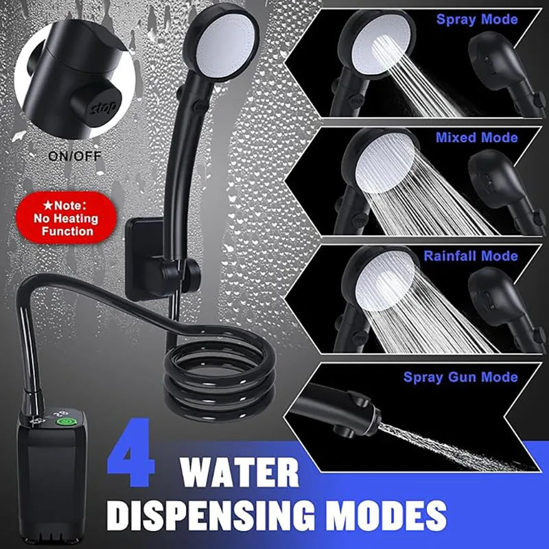 Portable Rechargeable Camping Shower Pump with LED Temperature Display 6000mAh