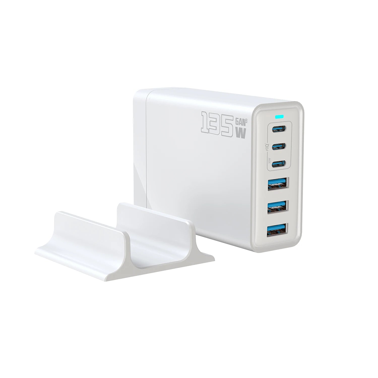 135W Gallium Nitride Charger Gallium Nitride Desktop Multi Port Fast Charging USB Desktop Charging Station Multi Port Charger