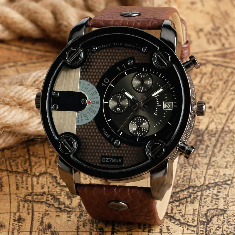 Sport Big Business Watches Men Clock Locomotive Army Retro Black Quartz Watch