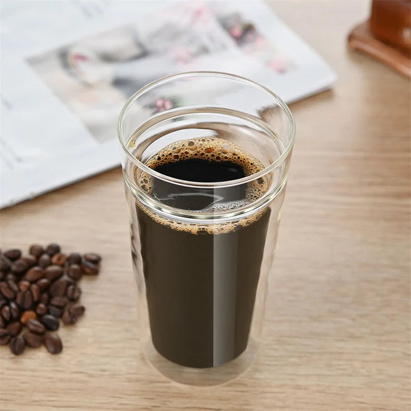 Large Capacity 400/800ml Heat-resistant Double Wall Glass Coffee Mug Espresso Cup American Latte Cappuccino Tea Water Cup