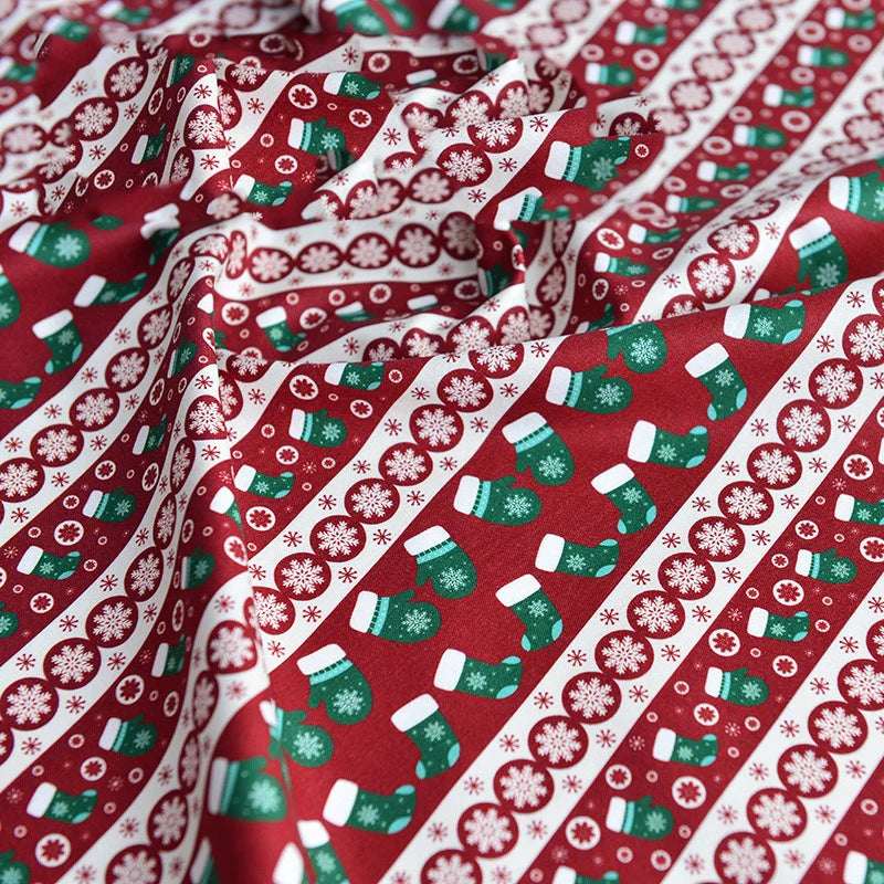 Pure Cotton Digital Printing Christmas Flower 60SManual DIY Decorate Fabric Pillow Clothes Christmas Theme Autumn and Winter New