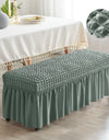 Stretch Long Bench Cover with Skirt Seersucker Ottoman Covers Elastic Piano Stool Protector Bedroom Bedside Footrest Slipcovers