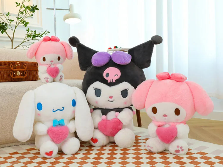 Sanrio Kawaii Kuromi My Melody Cinnamoroll Plush Toy Stuffed Doll for Kids Birthday Xmas Gift Large Cute Pillow for Sleeping