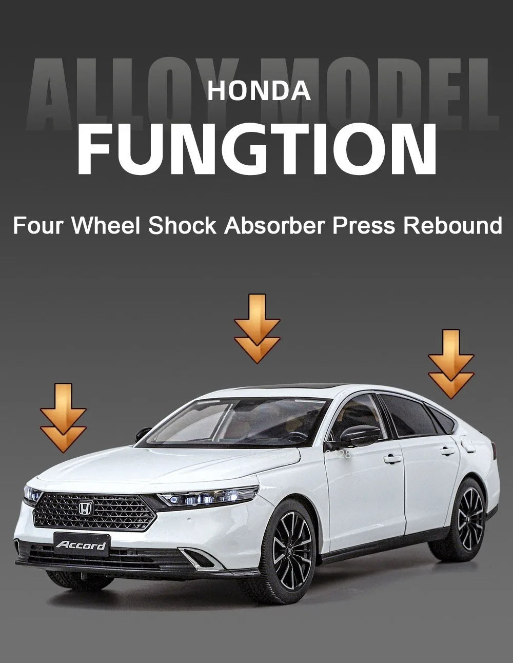 1:18 X5M Honda Accord Car Toys Alloy Diecast Models Shock Absorption Doors Opened Front Wheel Steering Vehices Desktop Ornament