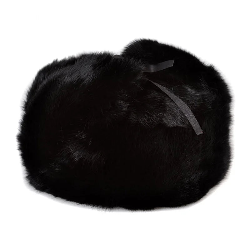 Winter Men Top Real Fur Rabbit Hair Bomber Hat Ear Warm Genuine Marten Head Warm Caps Best Gift For Dad Gorras