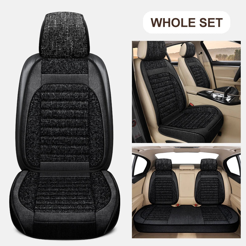 3D Linen Car Seat Covers Universal Leather Car Seat Cushion Full Surrounded Car Seat Pads Breathable Auto Chair Pads Protector