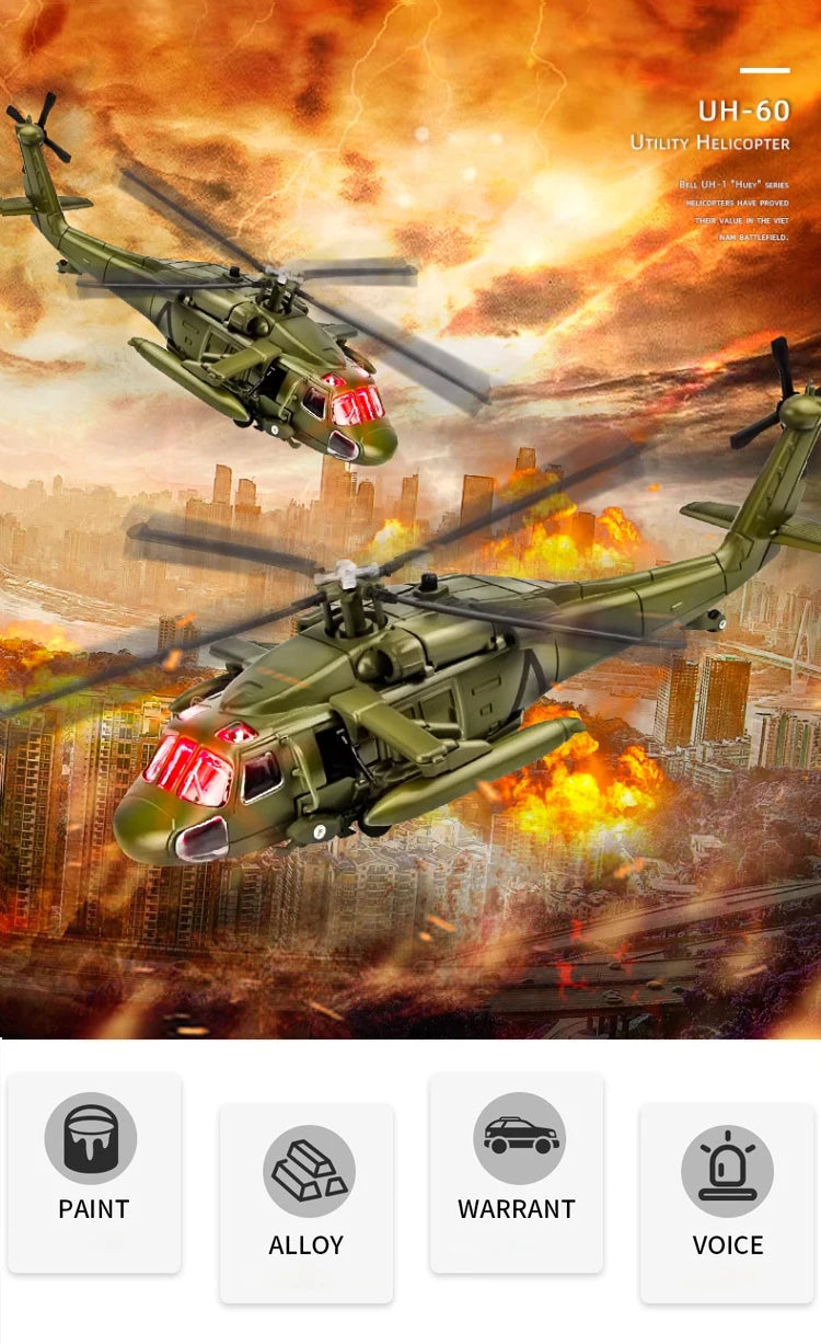 Black Hawk Helicopter Alloy Model with Sound & Light