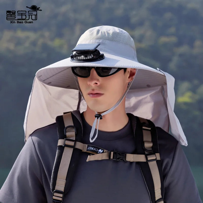 Wide Brim Solar Fan Outdoor Sun Hat