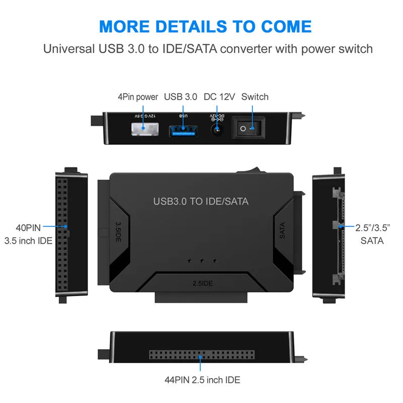 3 in 1 SATA to USB IDE Adapter USB 3.0 3 Cable Support 2.5/3.5 Inch External HDD SSD Converter Cable Hard Drive For Macbook PC