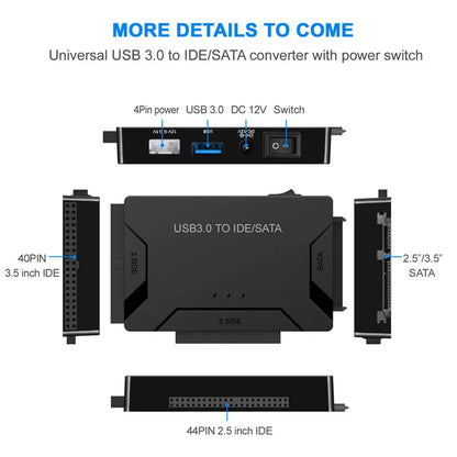 3 in 1 SATA to USB IDE Adapter USB 3.0 3 Cable Support 2.5/3.5 Inch External HDD SSD Converter Cable Hard Drive For Macbook PC