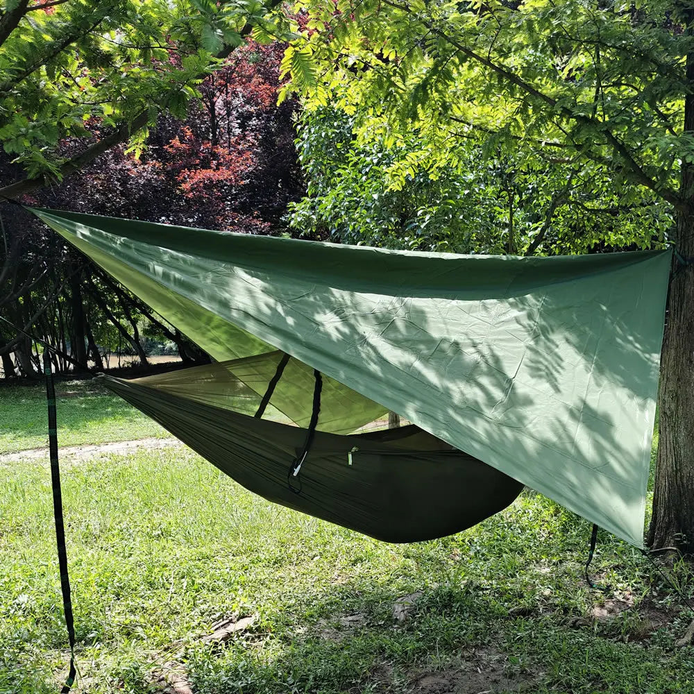 Portable Outdoor Camping Hammock with Mosquito Net and Canopy High Strength Parachute- Fabric Hanging Bed Hunting Sleeping Swing