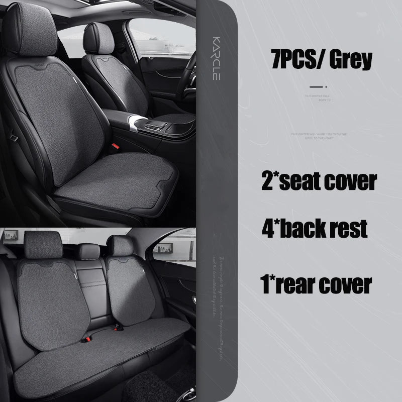 Karcle Car Seat Cover Linen Cotton Car Seat Cushion Soft Universal Auto Seat Cushion Chair Protector Auto Seats Cover Office Pad