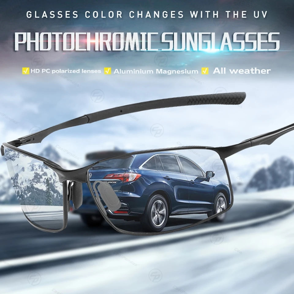 Classic Square Photochromic Polarized Sunglasses UV400 Anti-Glare Driving Glasses for Men Women