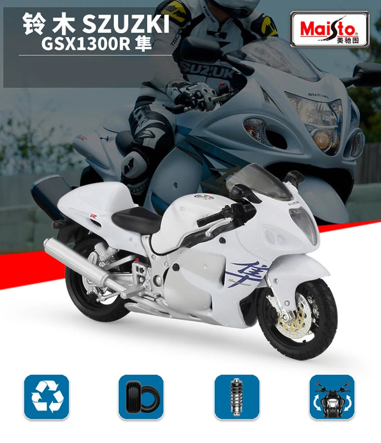Diecast Suzuki Hayabusa GSX1300R Motorcycle Model 1 to 18 Scale