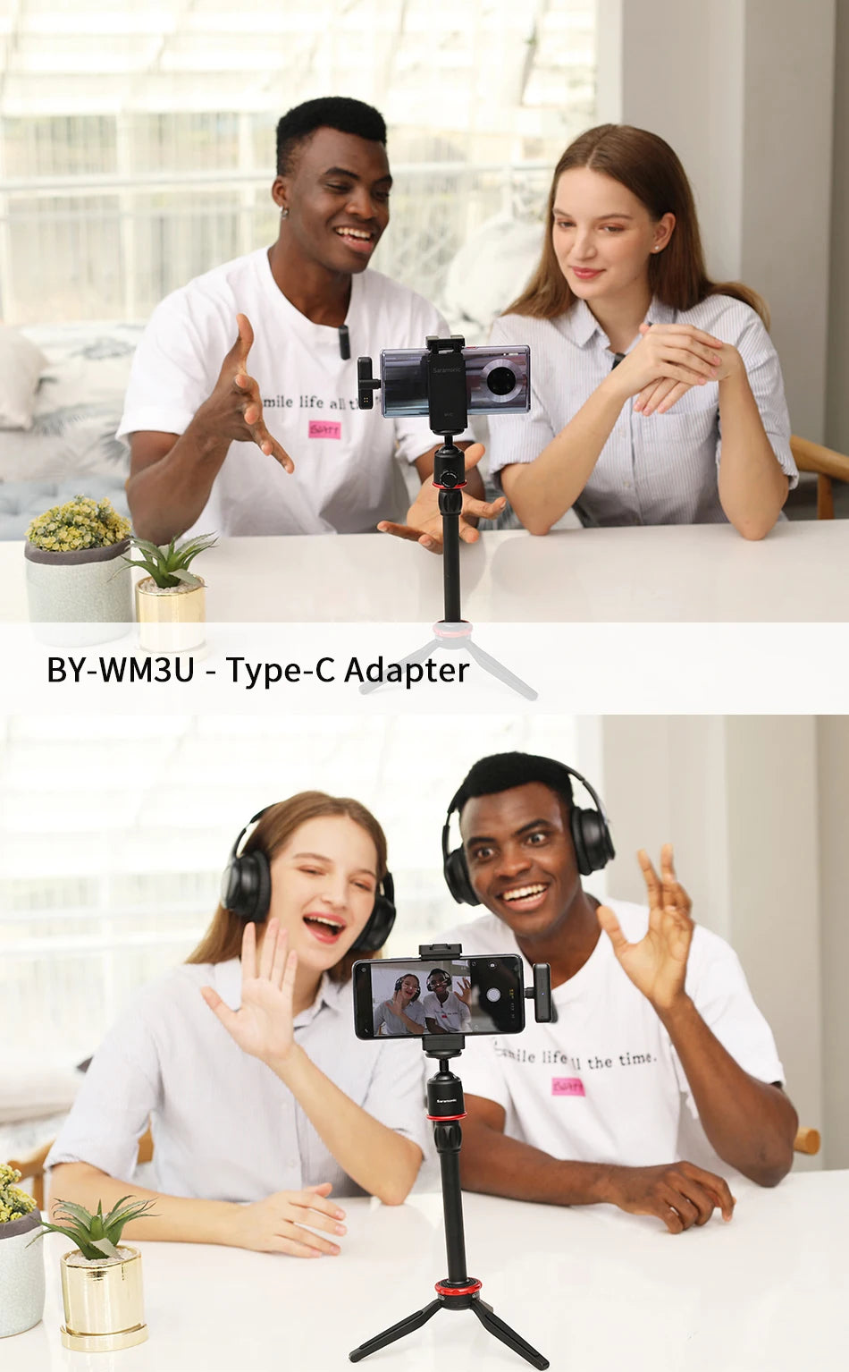 BY-WM3 Wireless Lavalier Lapel Microphone for iPhone Android DSLR Camera Laptop Computer Gaming Youtube Recording Streaming