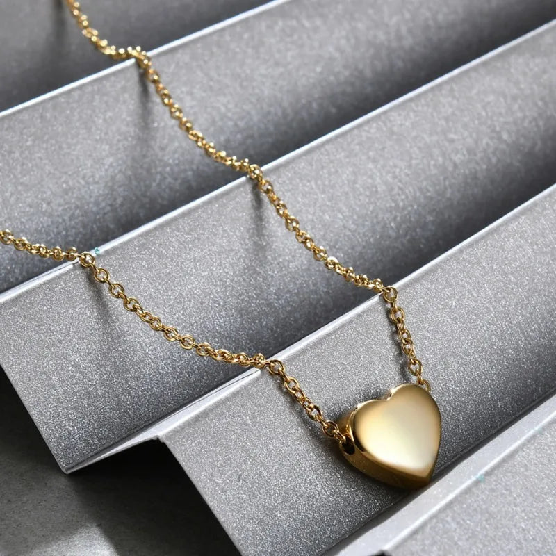 Stainless Steel Heart Necklaces For Women Korean Style Collar Pendant Men Chain Necklace 50 cm