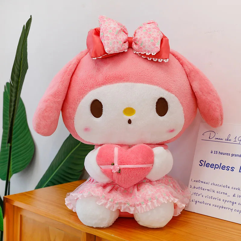 Kawaii Hello Kitty Plush Toy Cute Filled Doll for Kids Birthday Gift Lovely My Melody Kuromi Floral Stuffed Animal Soft Large