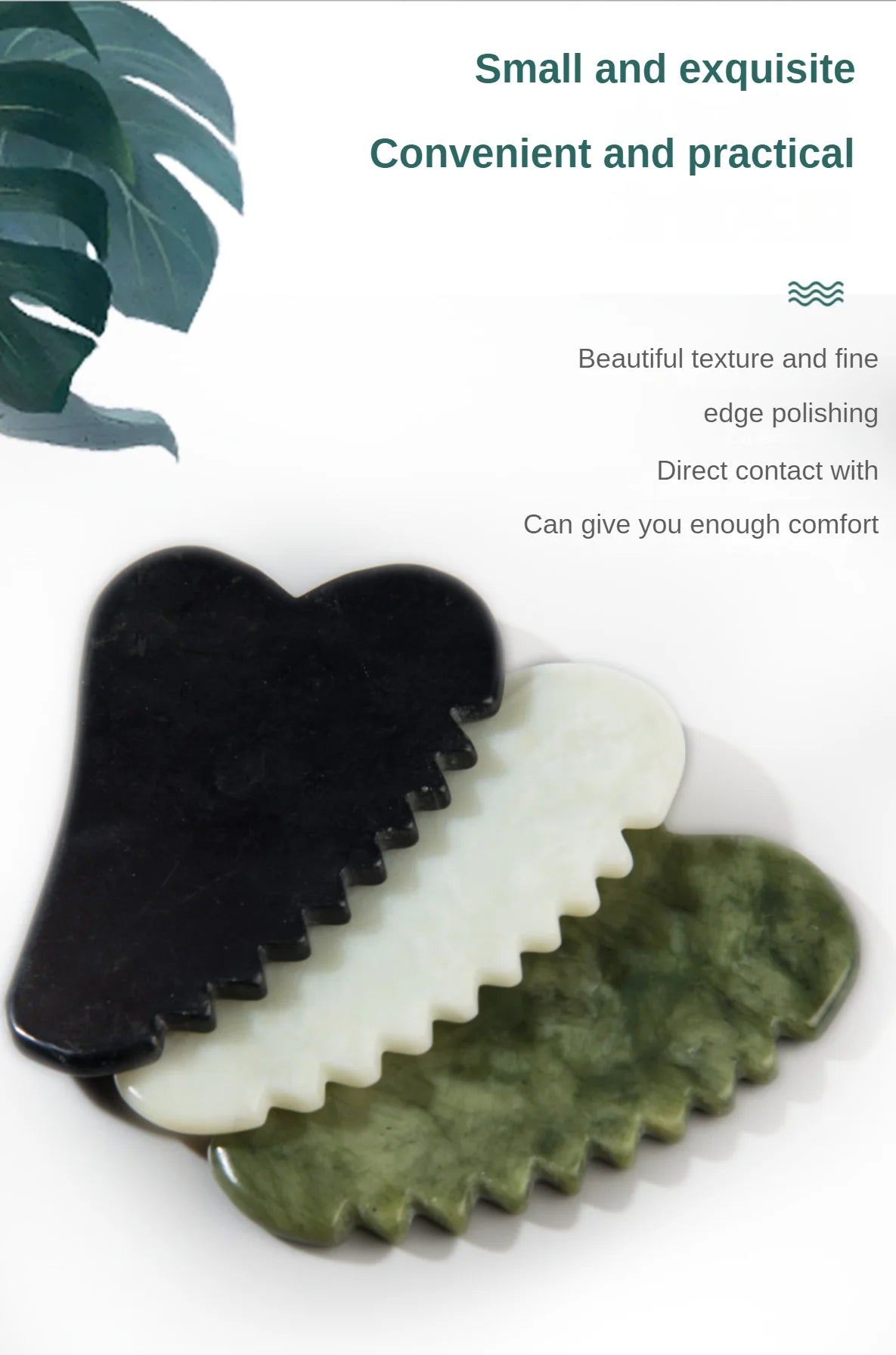 Jade Stone Gouache Scraper Sawtooth Gua Sha Massage Tools For Body Meridian Scraping Face Lifting Slimming Skin Detox Beauty SPA