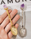 1 Pcs Crystal Head Spoon Vintage Carved Alloy Coffee Spoon Ice Cream Dessert Tea Dining Kitchen Accessories