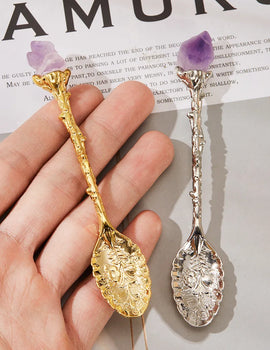 1 Pcs Crystal Head Spoon Vintage Carved Alloy Coffee Spoon Ice Cream Dessert Tea Dining Kitchen Accessories