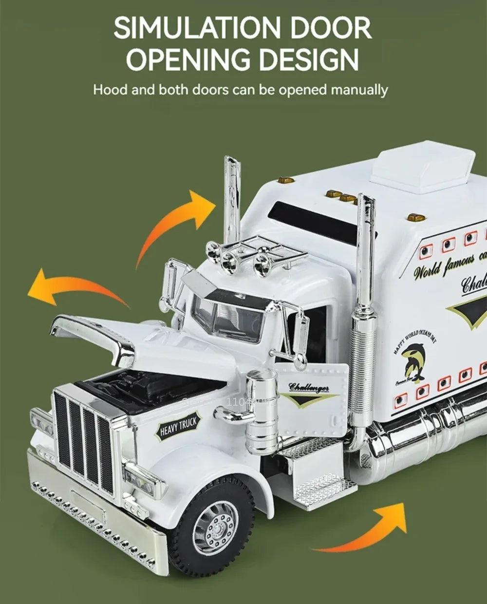 1:24 PETERBILT 389 Truck Toy Walking Tractor Car Model Alloy Die-cast Sound Light Vehicle Models Interior Decoration Present