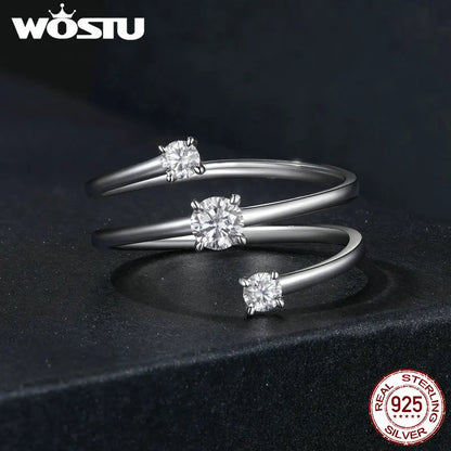 Three layer 0.5 CT Moissanite Coiled Ring 925 Sterlin Silver D Color Moissanite Stackable Promise Wedding Ring