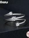 Three layer 0.5 CT Moissanite Coiled Ring 925 Sterlin Silver D Color Moissanite Stackable Promise Wedding Ring
