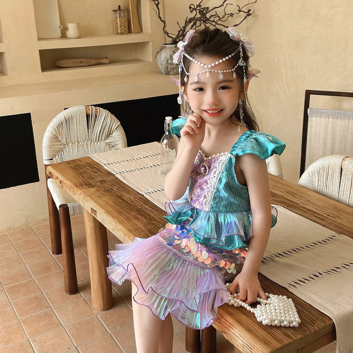 New Girl Dresses Princess Costume Kids Mermaid Cosplay Costume Kids Carnival Birthday Party Prom Costume Party Dresses For girls