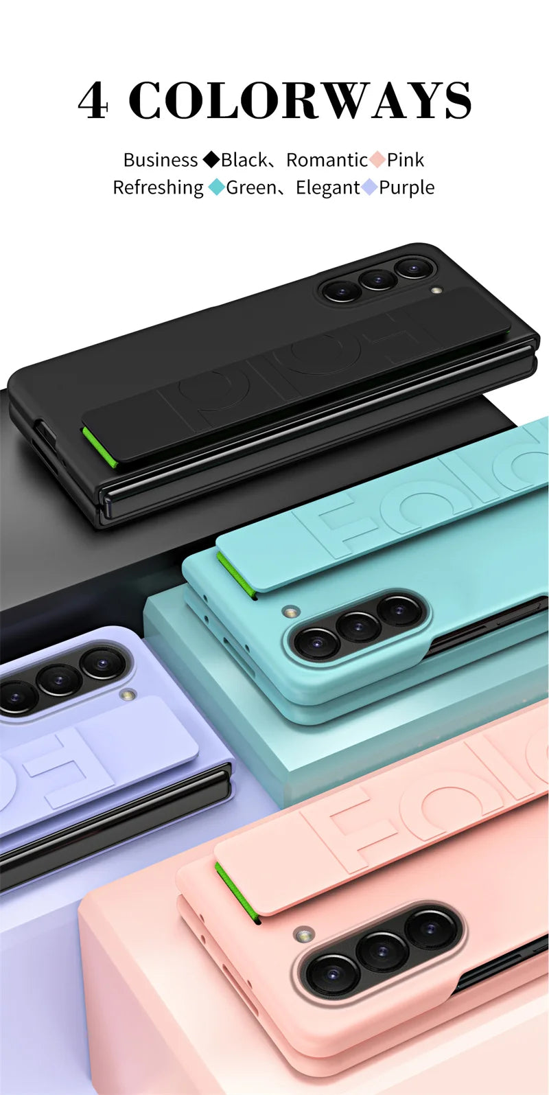 Matte Hard Plastic Grip Case Strap for Samsung Galaxy Z Fold 5 4 3 6 Wristband Elastic Armor Cover For Samsung Z Fold5 Fold6