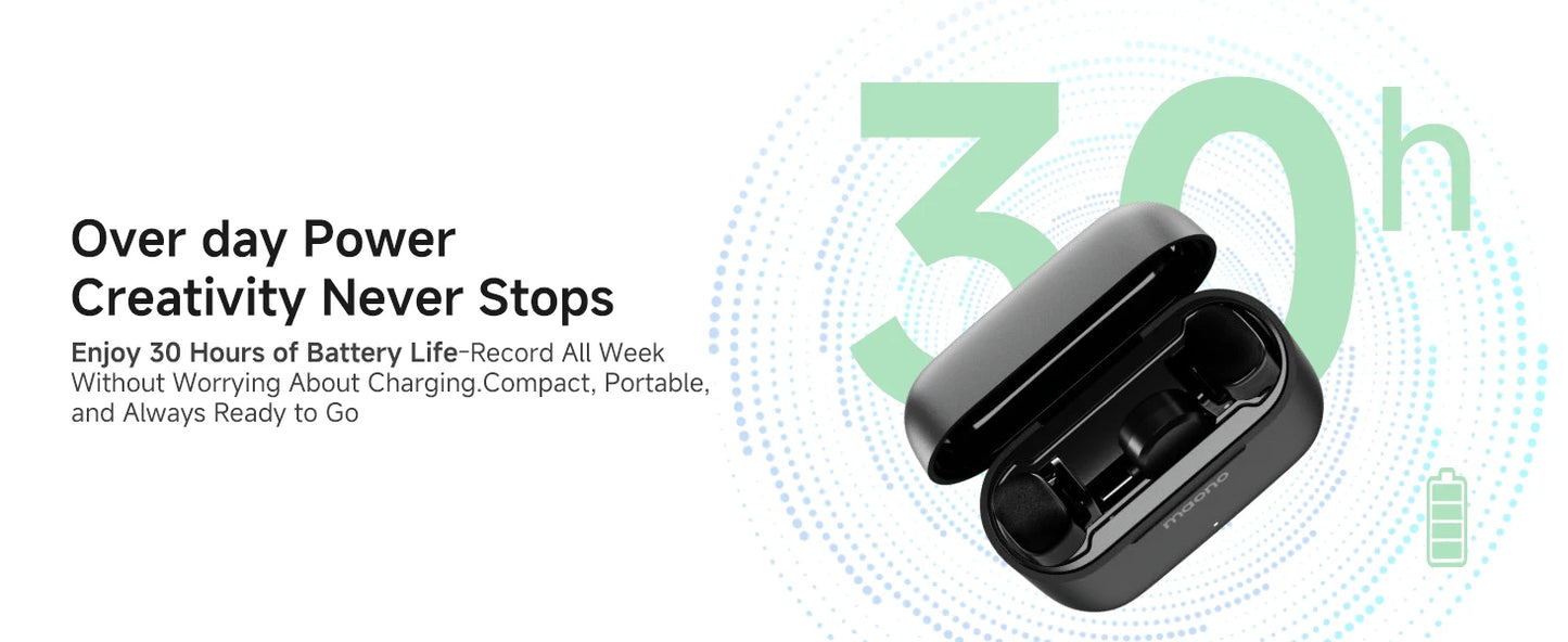 Wireless Lavalier Microphone with AI Noise Cancellation Auto Clipping and App Control