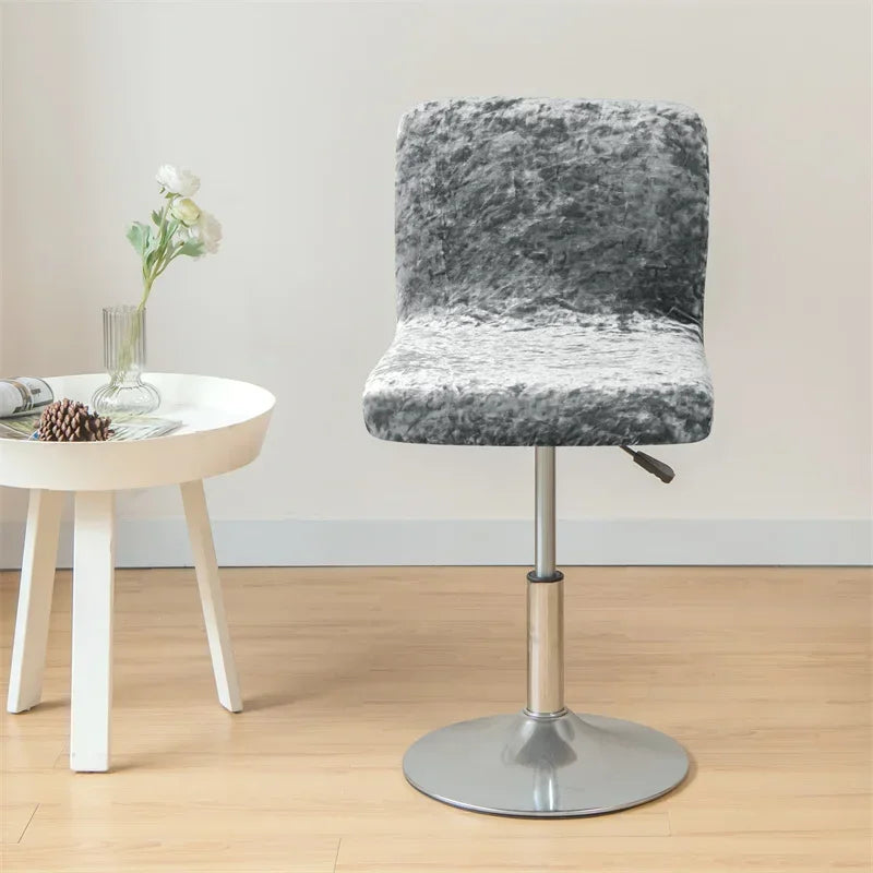 1PC Shiny Velvet Short Bar Chair Covers Stretch Back Bar Stool Covers Small Size Dining Barstool Slipcovers Party Banquet Decor