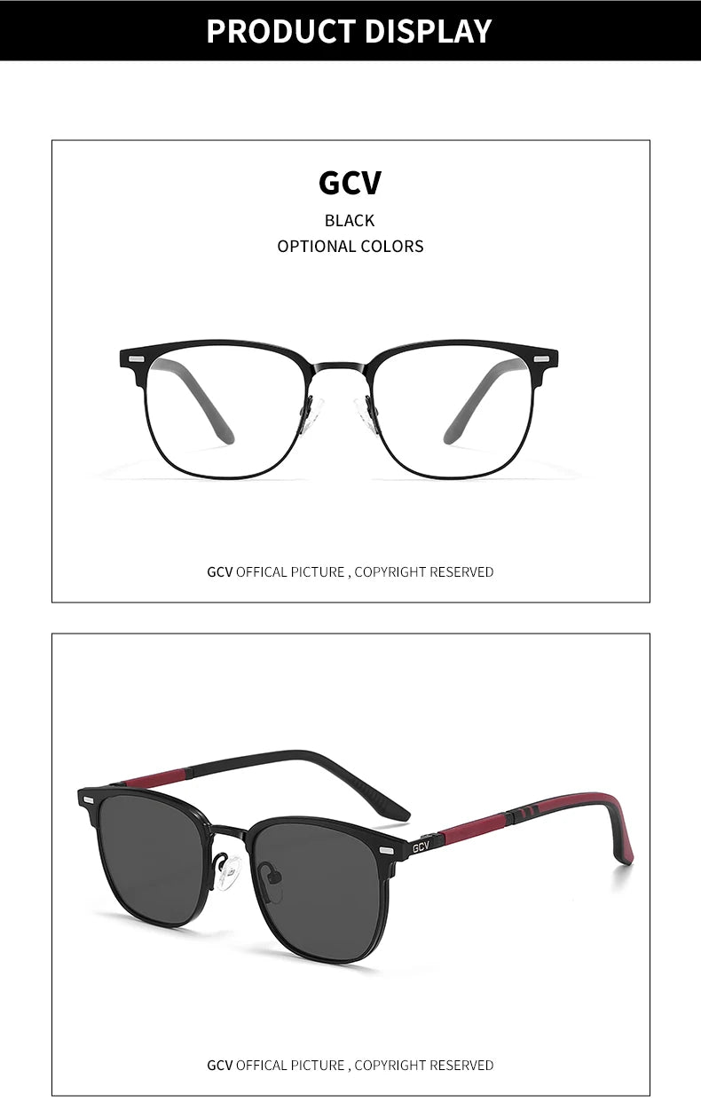 3 in 1 Magnetic Rectangle Polarized UV400 Business Sunglasses for Men Women Optical Eyewear Set