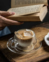 180/250ml Double Wall Glass With Dish And Spoon Clear Glass Espresso Cups Set Heat Resistant Handle Coffee Mug Drinkware
