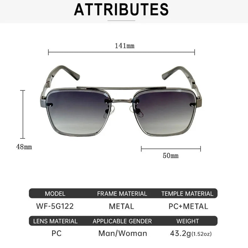 Square Alloy Frame Sunglasses With UV400 Protection